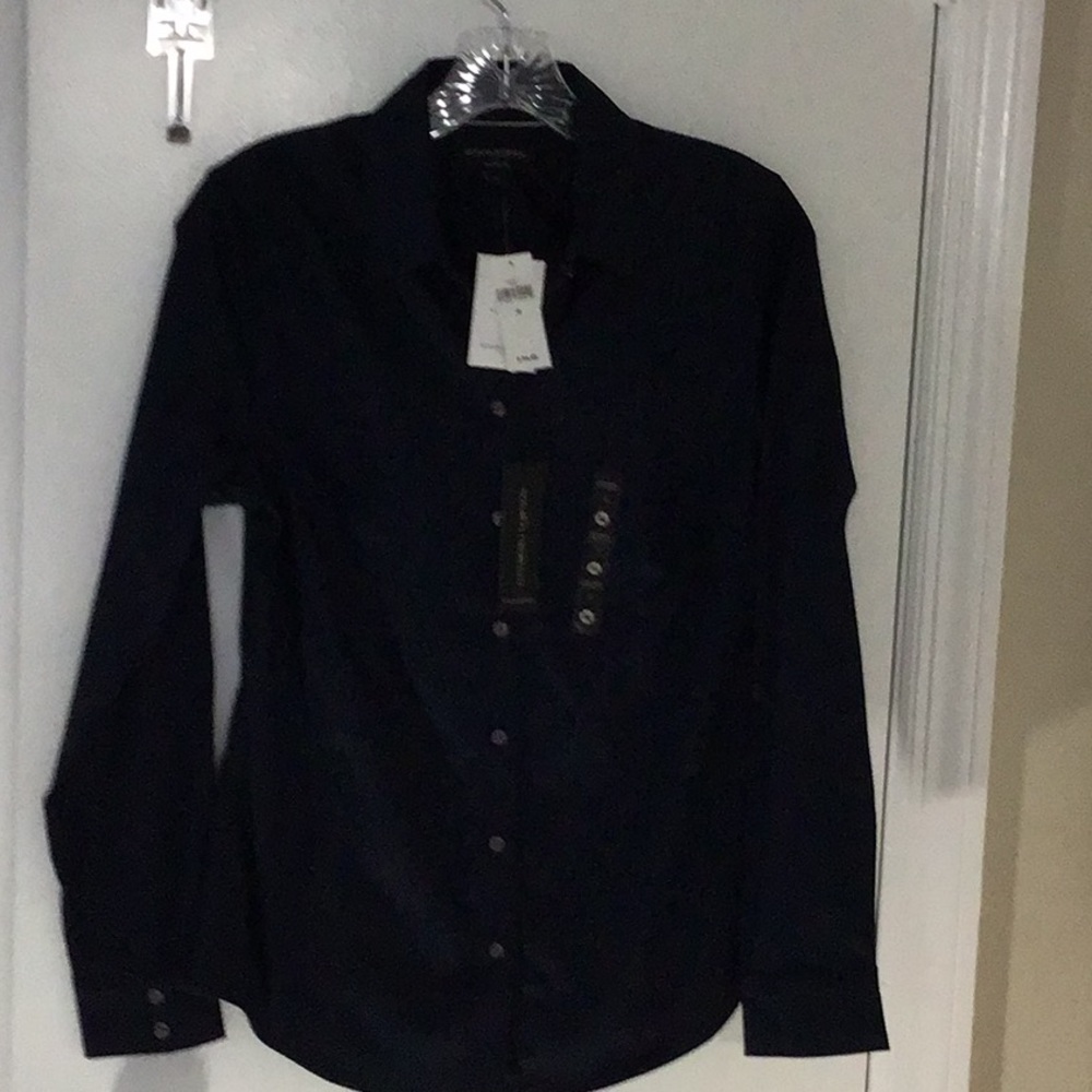 Navy No Iron Blouse by Banana Republic